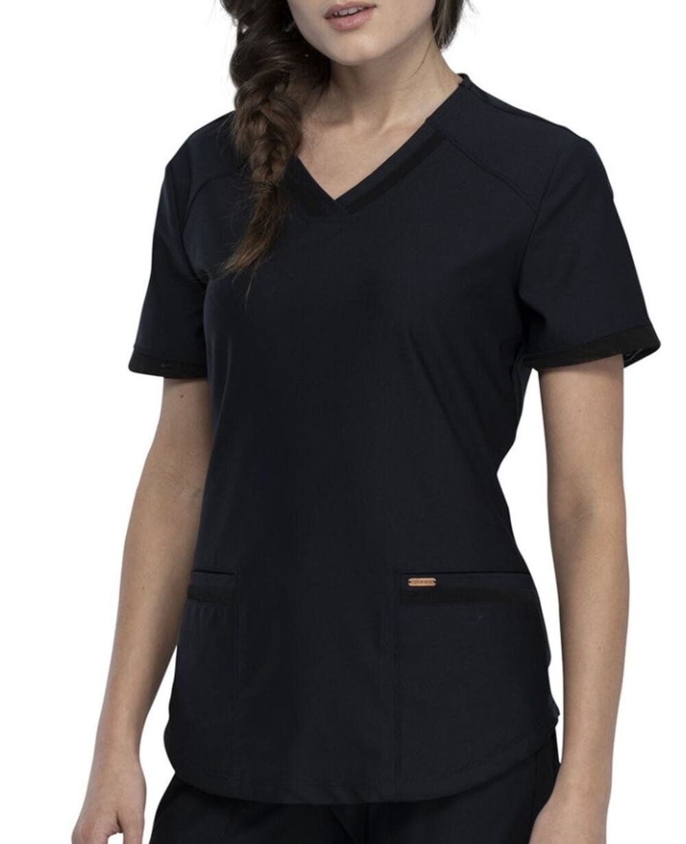 Cherokee Form V-Neck Black Scrub Top XS